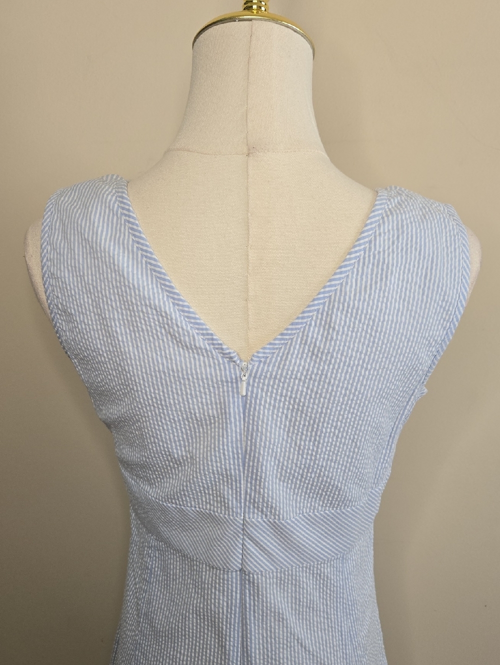 Brooks Brothers Blue Seersucker Dress Coastal Prep Classic Summer Sundress - Picture 5 of 9